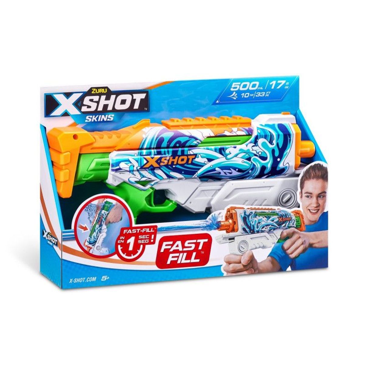 ZURU - Lanza Agua X Shot Skins Hyperload Fast Fill 500ml Zuru WAVES