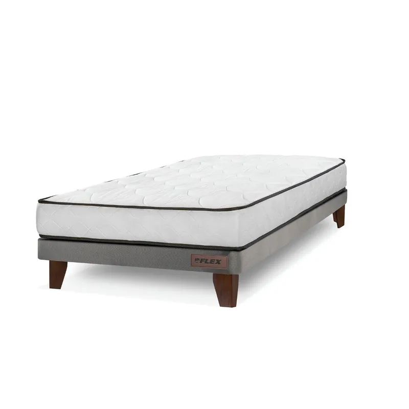 FLEX - Cama Europea New Simple 1.5 Plazas Flat Gris