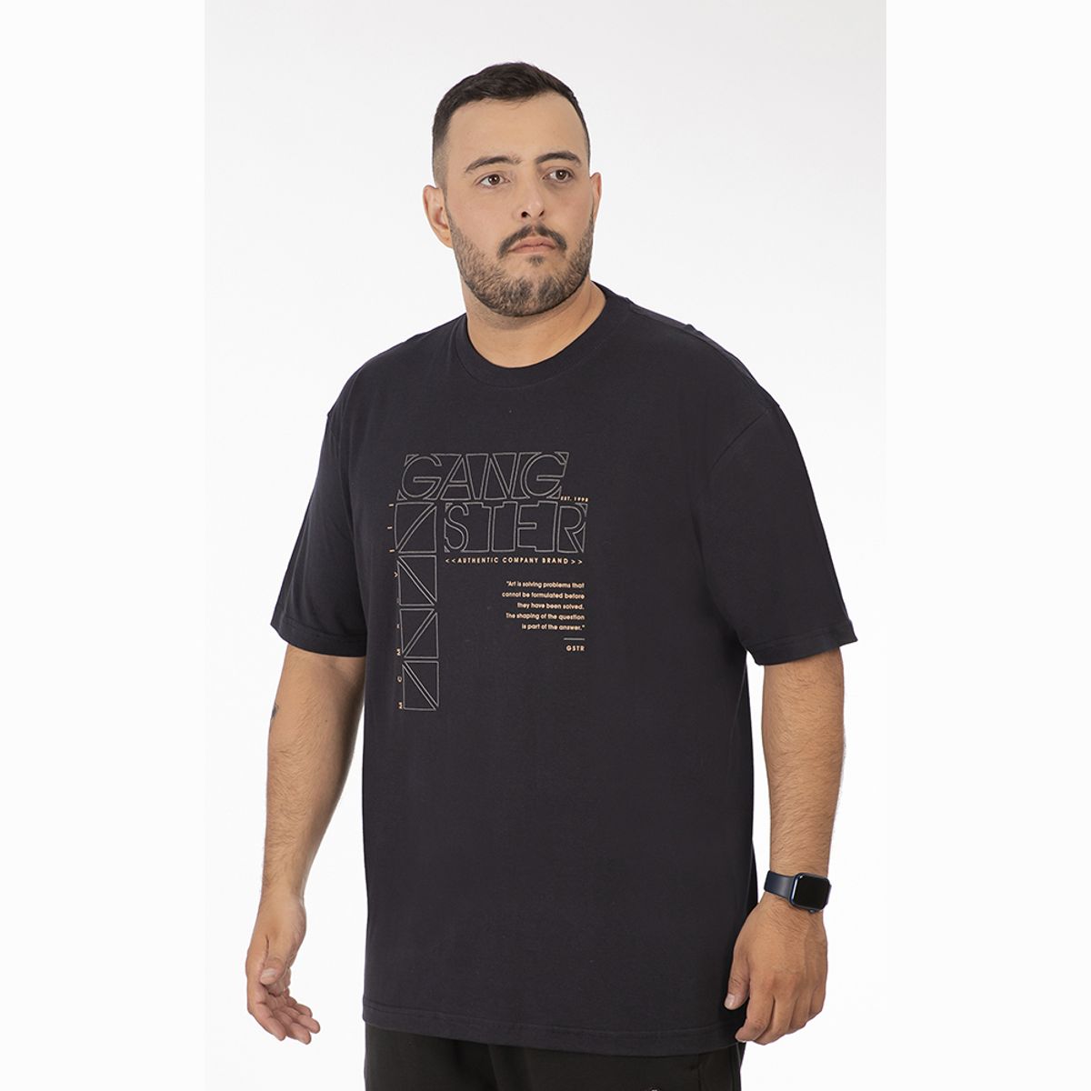 GANGSTER - Plus Polera MC Basica Compton Azul Gangster