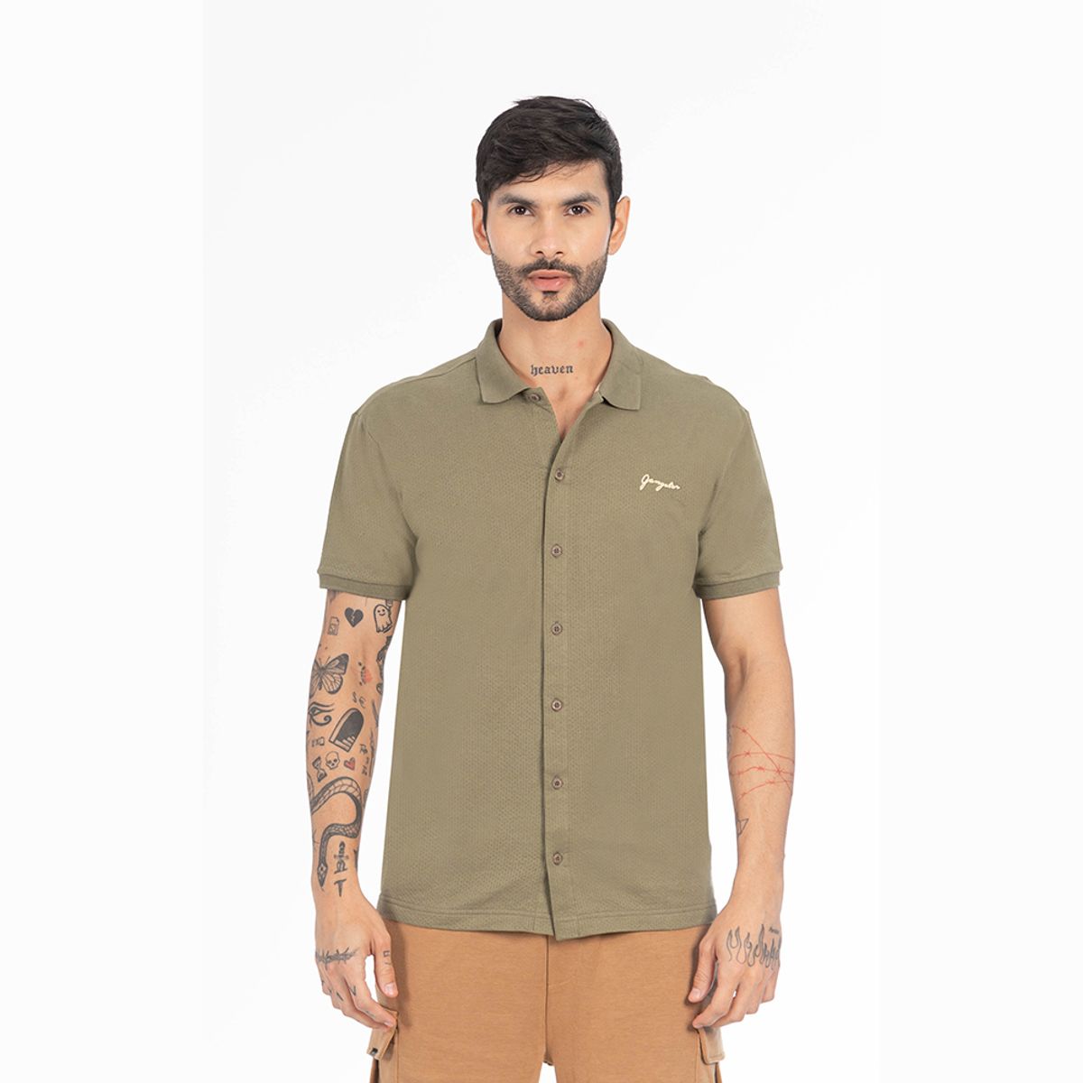 GANGSTER - Camisa Camisa Textura California Verde Gangster