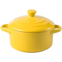 GENERICO - Mini Olla Cacerola De Cerámica Cocotte Amarillo 300ml
