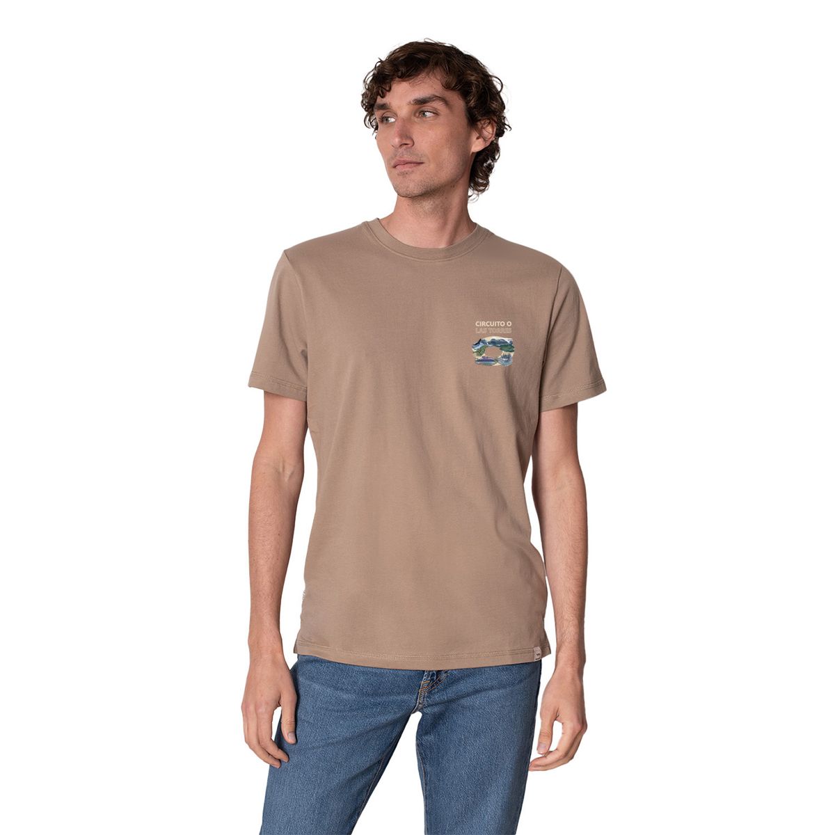 LENGA - Polera Hombre Algodón Orgánico Circuito O Las Torres UV Lenga