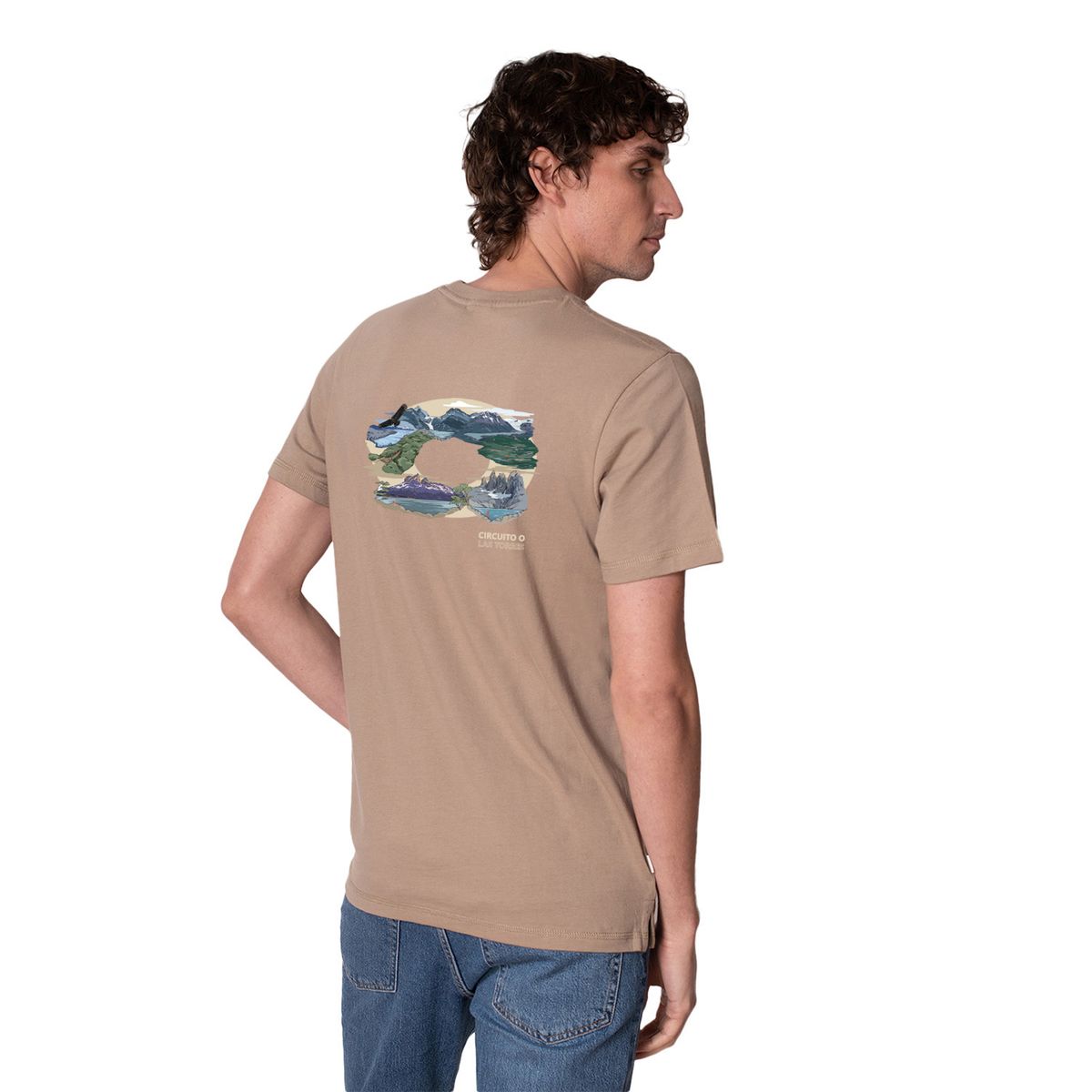 LENGA - Polera Hombre Algodón Orgánico Circuito O Las Torres UV Lenga