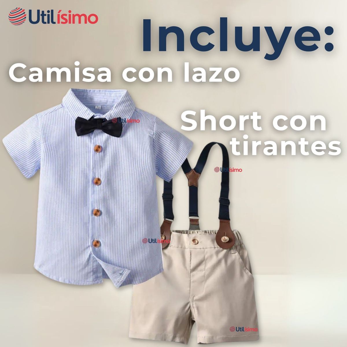 LB CHILE - Conjunto de Vestir con Tirantes Camisa Short Algodón Bebes