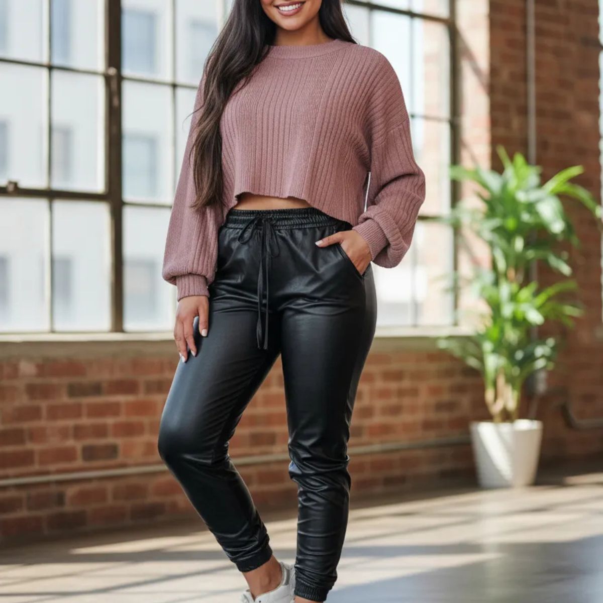 LOOK SHOP - Jogger Pantalón Calza Ecocuero Simil Cuero Pescador Latex 00