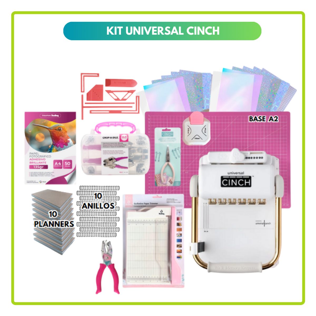 AMERICAN CRAFTS - Encuadernadora UNIVERSAL CINCH + INSUMOS DOS05