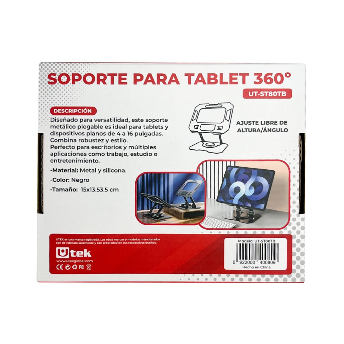 UTEK - Soporte metálico 360° para tablet Utek UT-ST80TB