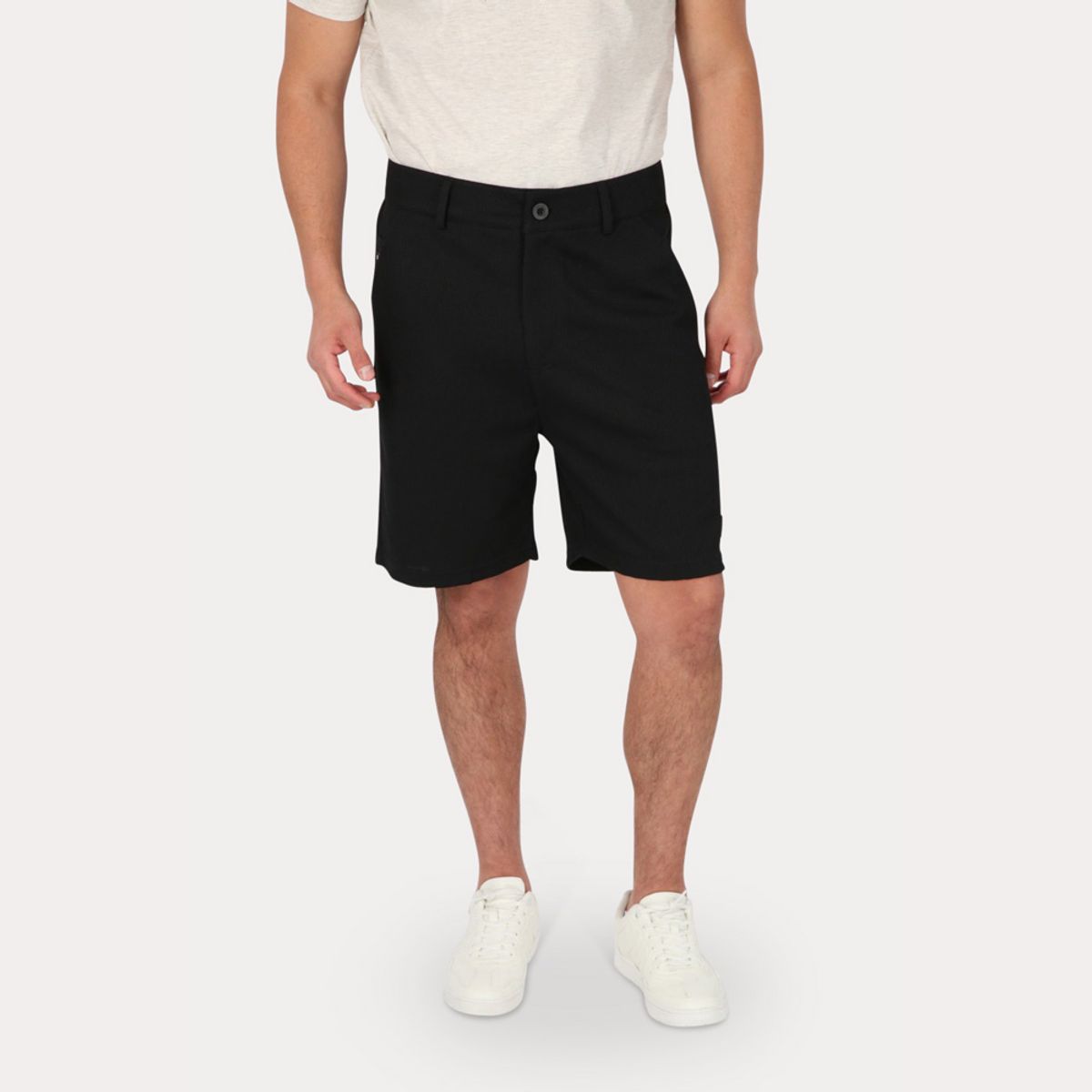 GANGSTER - Bermuda Jogger Liso Loose Negro Gangster