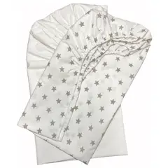 HASELNUSS - Pack sabanas bajeras P. Play estrellas grises