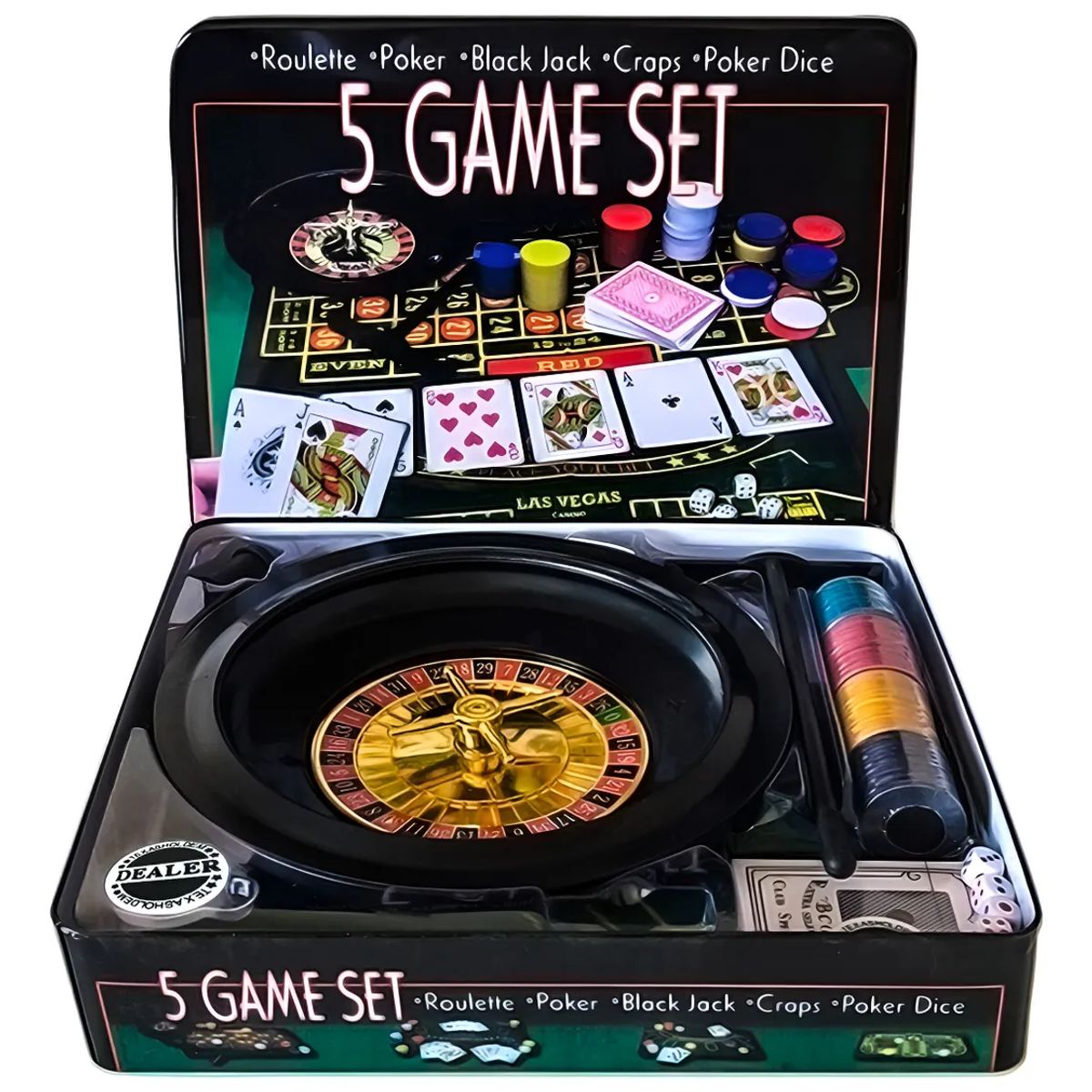 GENERICO - Set 5 Juegos Casino Roulette Poker black Jack craps poker
