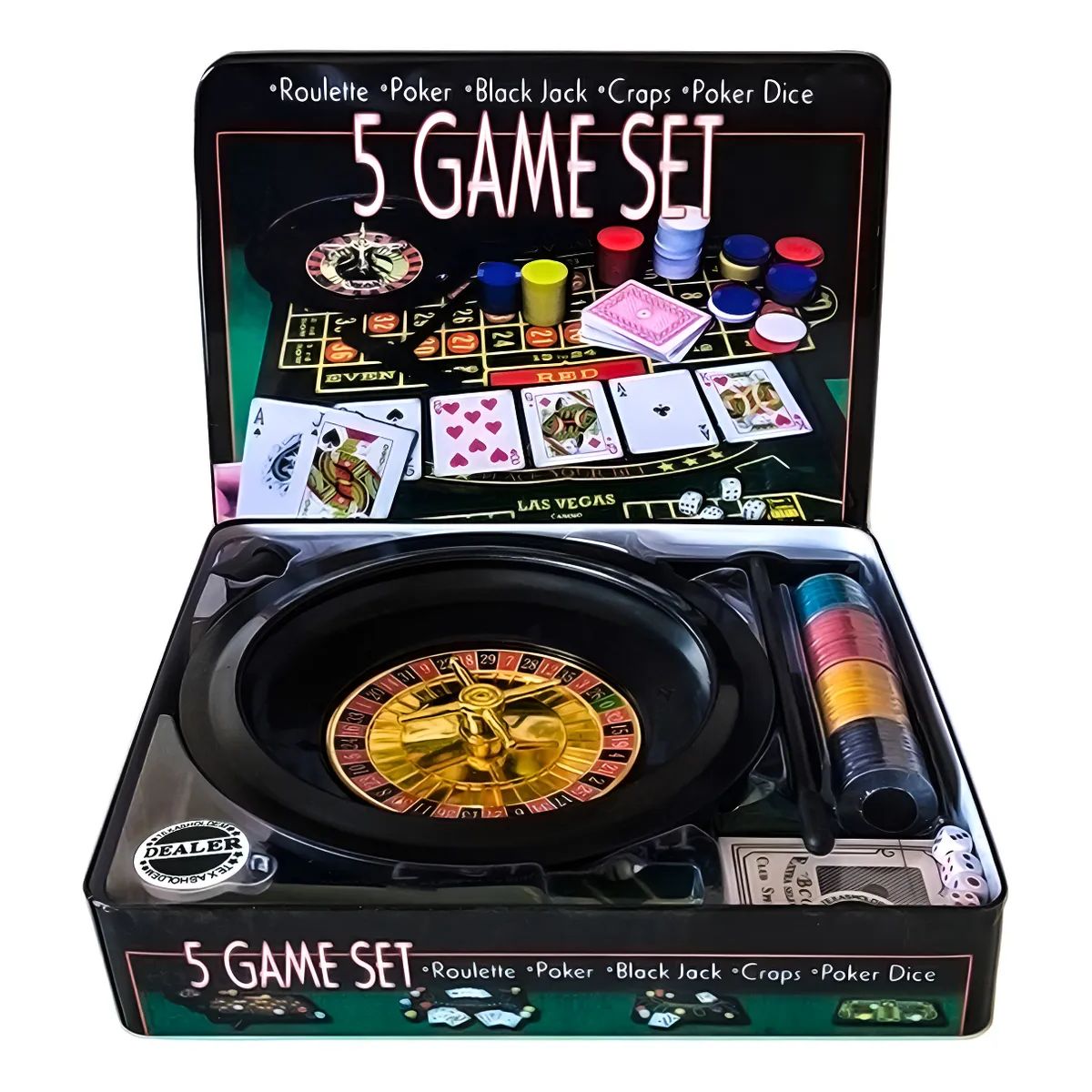 GENERICO - Set 5 Juegos Casino Roulette Poker black Jack craps poker