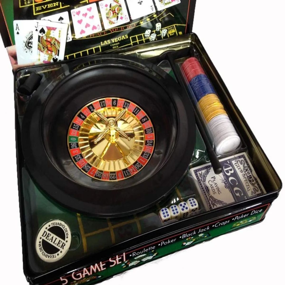 GENERICO - Set 5 Juegos Casino Roulette Poker black Jack craps poker