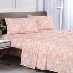 ANDES - Sabanas Microfibra Estampada Flor Rosa