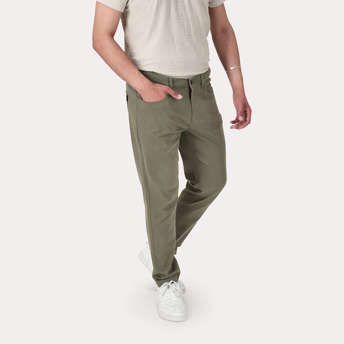 GANGSTER - Plus Pantalon Canvas Liso Keele Verde Militar Gangster