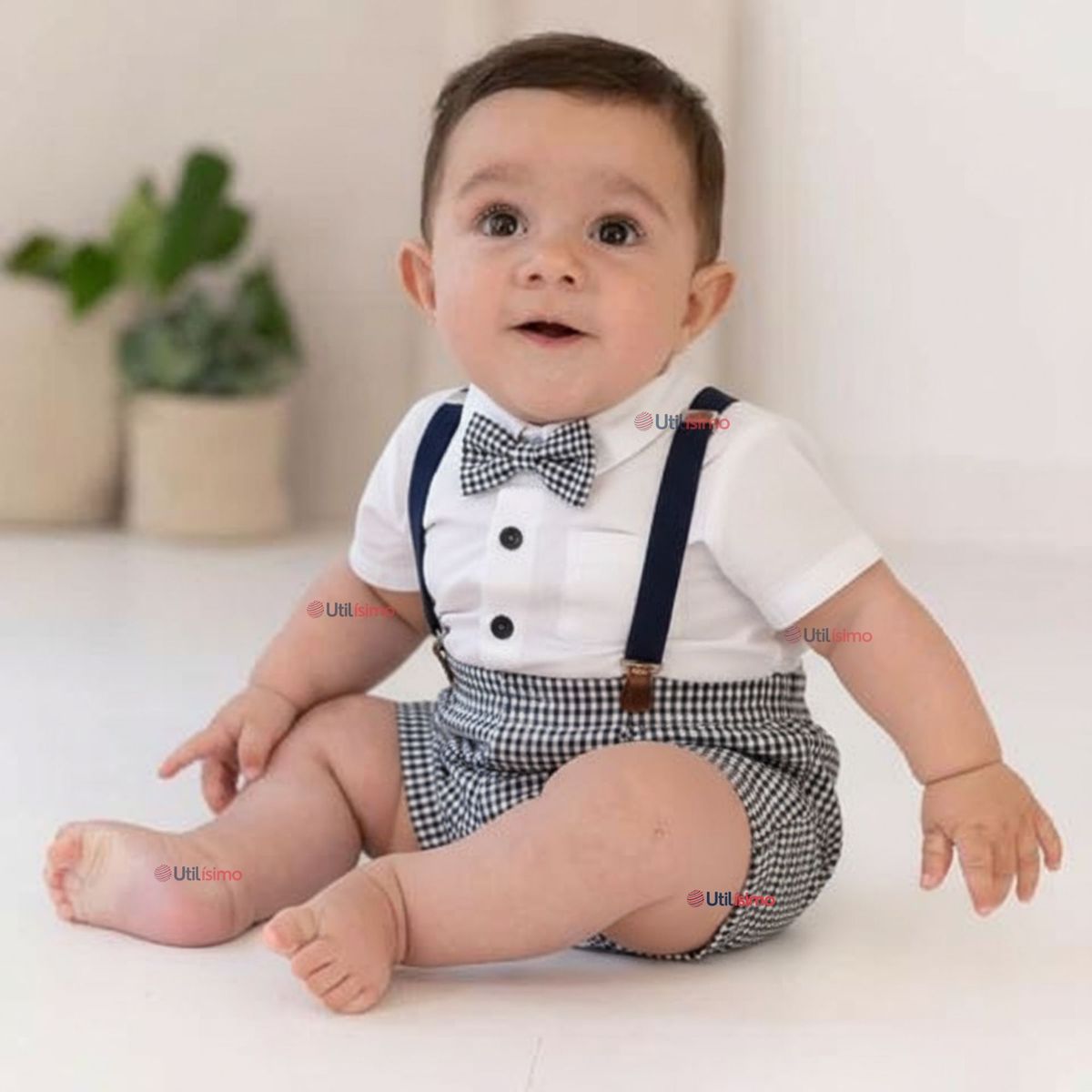 LB CHILE - Conjunto De Vestir Con Tirantes Camisa Pantalón Corto Algodón Bebé Cuadros