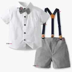 LB CHILE - Conjunto De Vestir Con Tirantes Camisa Pantalón Corto Algodón Bebé Cuadros