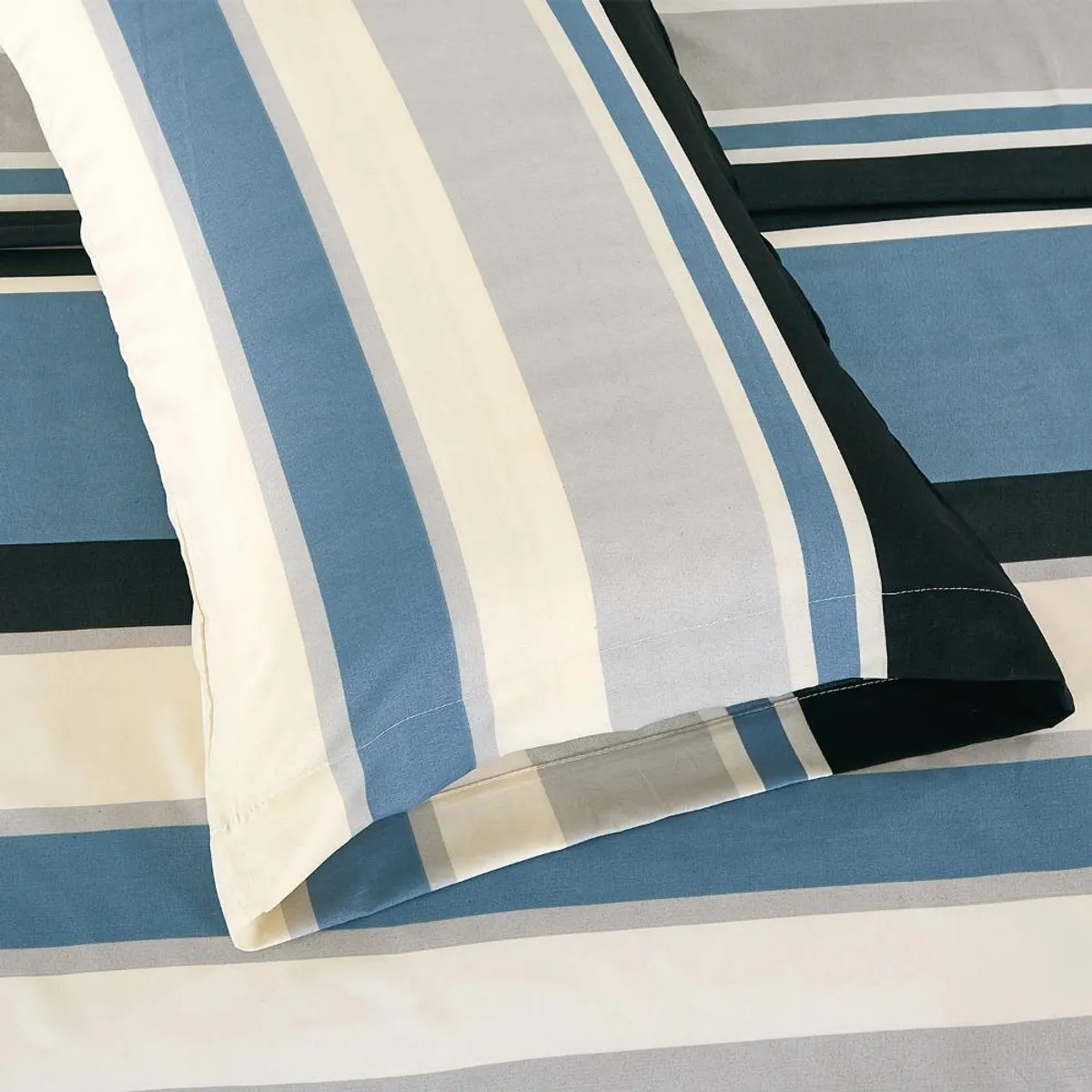 ANDES - Sabanas Andes Microfibra Estampada Franjas Azul