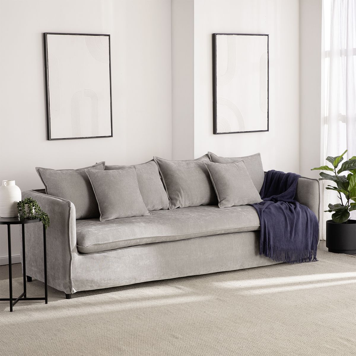 VYS SPA - Sofá 4 cuerpos Amélie grey + funda desmontable