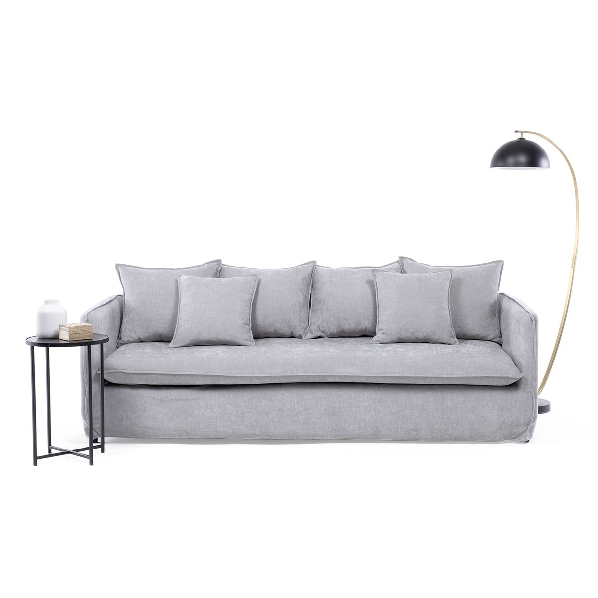 VYS SPA - Sofá 4 cuerpos Amélie grey + funda desmontable