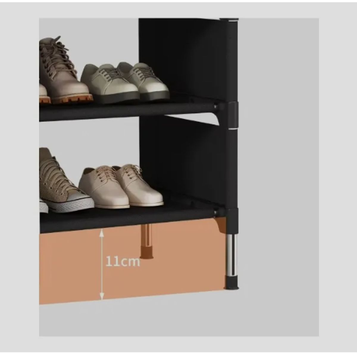 GENERICO - Zapatera Organizador De Zapatos 8 Niveles - Con Cortina NEGRO