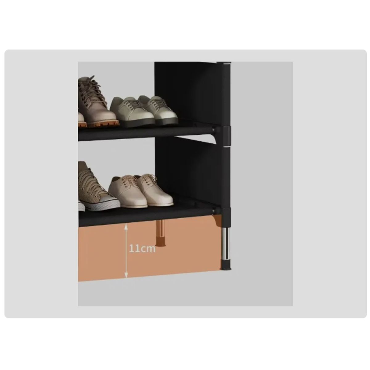 GENERICO - Zapatera Organizador De Zapatos 8 Niveles - Con Cortina NEGRO