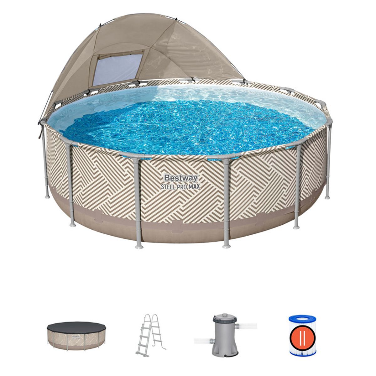 BESTWAY - Piscina estructural redonda 3.96x107 cm con parasol Bestway