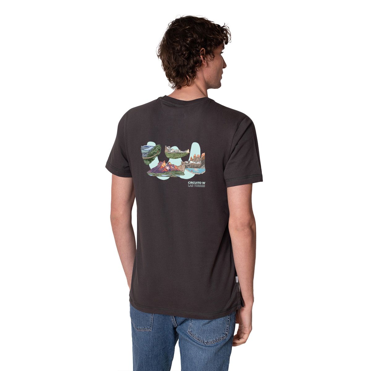 LENGA - Polera Hombre Algodón Orgánico Circuito W Las Torres UV Lenga