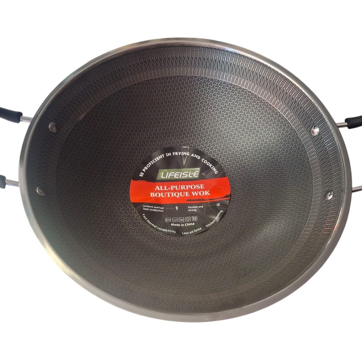 GENERICO - Disco Wok Chino Antiadherente Con Manillas 42cm