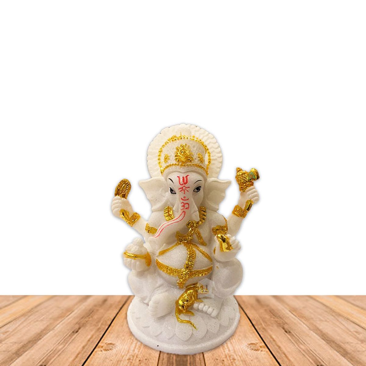 GENERICO - Dios Ganesh Blanca en Poliresina    7" JI21-18