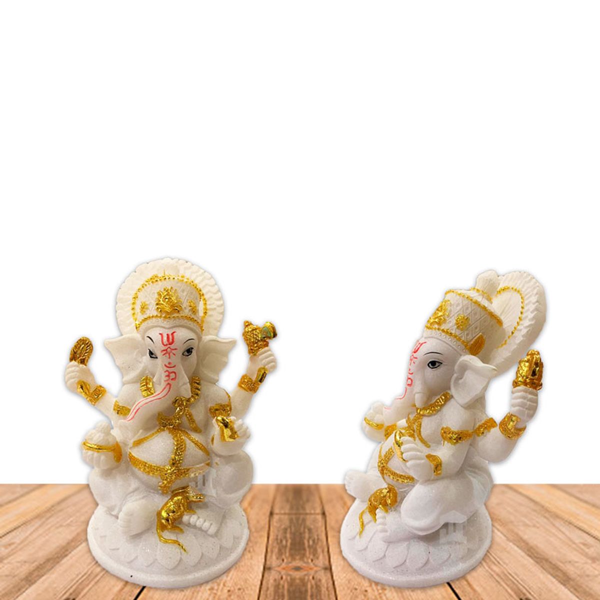 GENERICO - Dios Ganesh Blanca en Poliresina    7" JI21-18