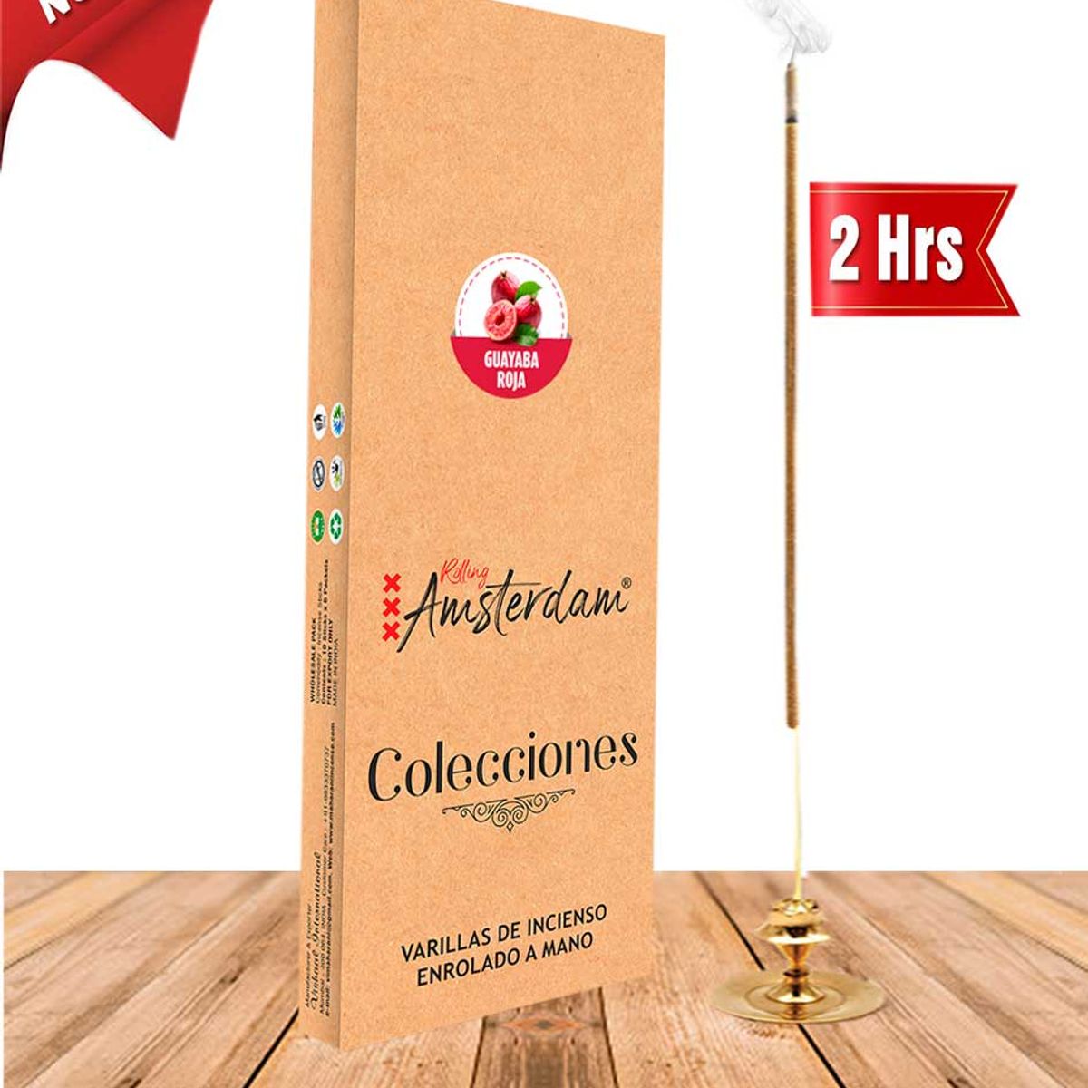 GENERICO - Incienso Jardin Rolling Amsterdam 41 Cm Guayaba Roja