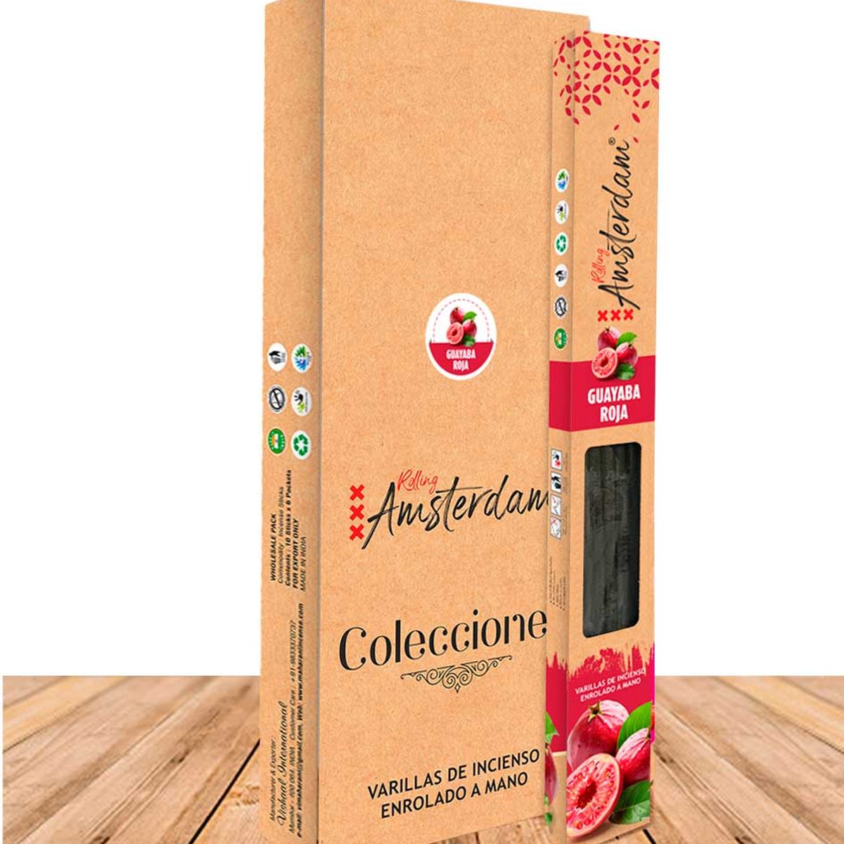 GENERICO - Incienso Jardin Rolling Amsterdam 41 Cm Guayaba Roja