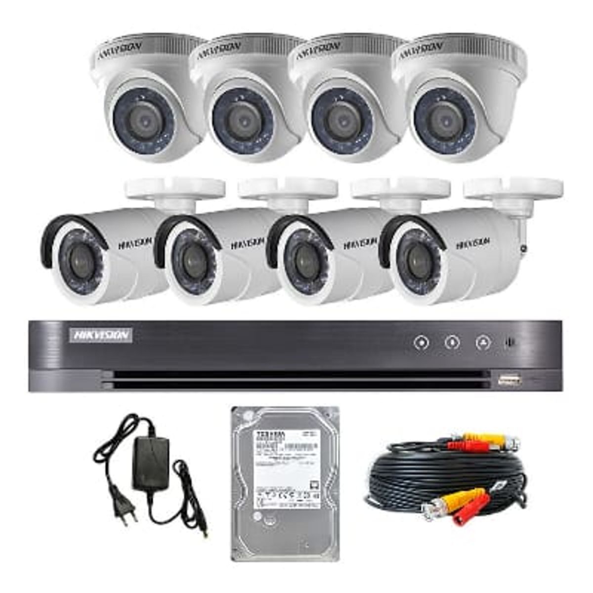 HIKVISION - Kit 8 cámaras de seguridad Hikvision Interior-Exterior 8ch Fhd 1080p