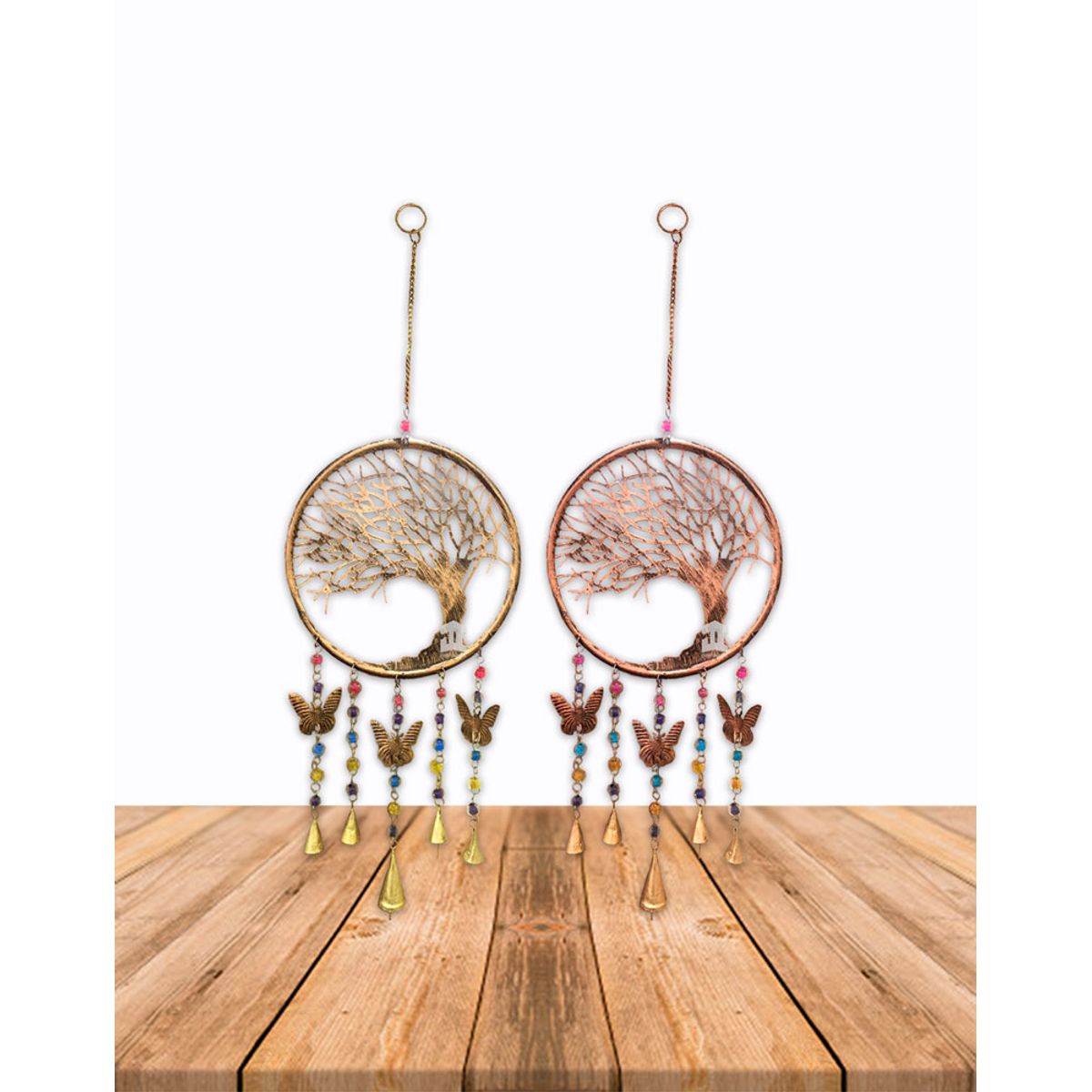 GENERICO - Campana De Viento Árbol 3 Mariposas 8"  VDQ20-124