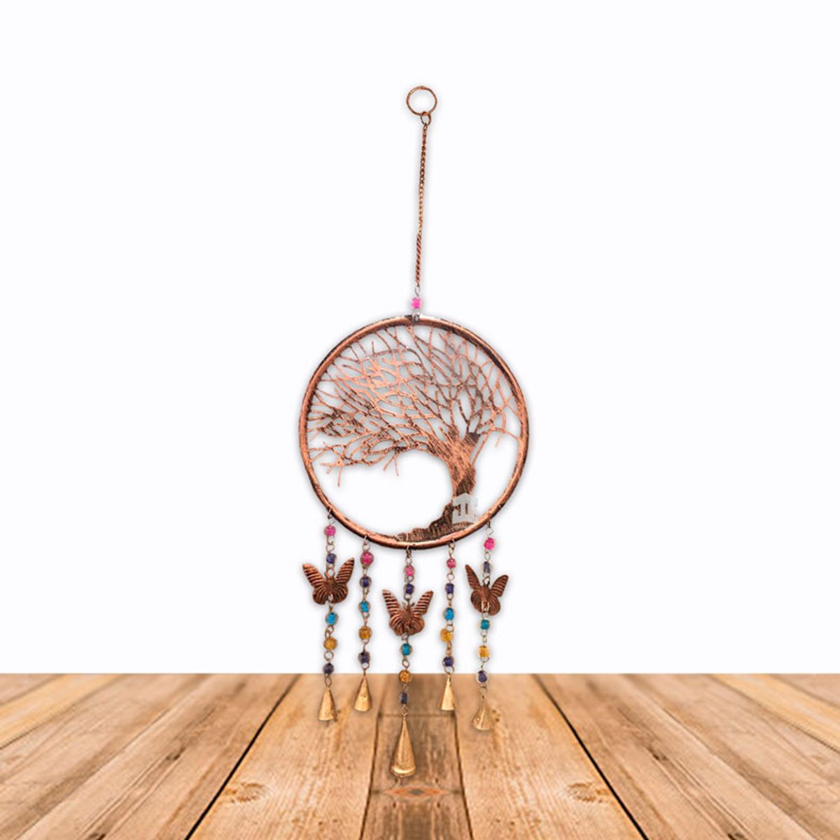 GENERICO - Campana De Viento Árbol 3 Mariposas 8"  VDQ20-124