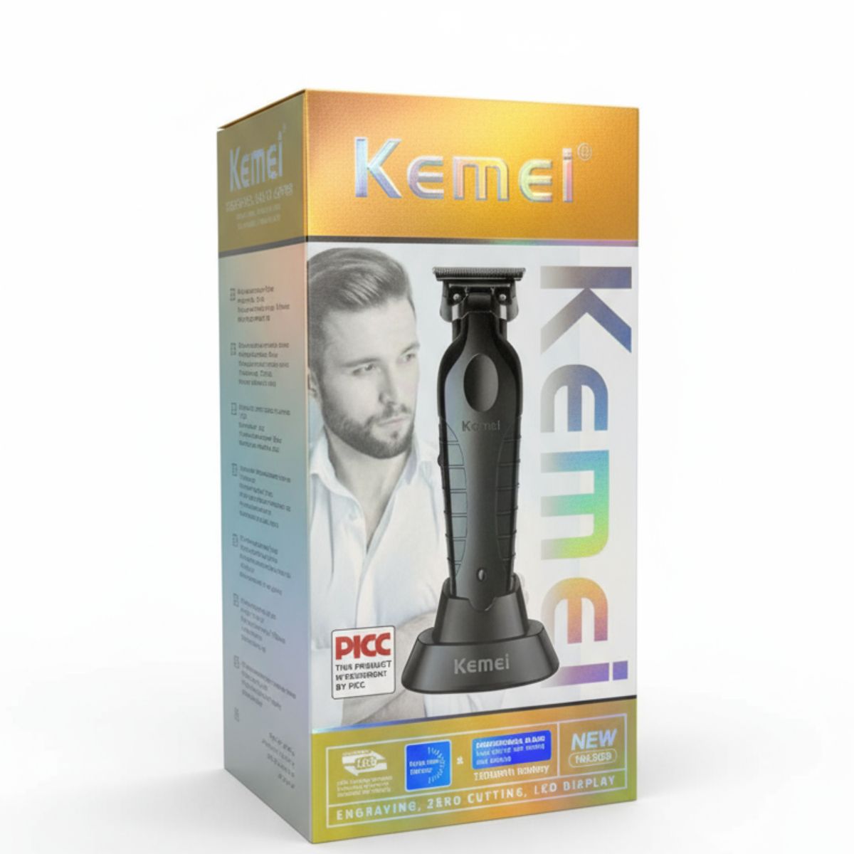 KEMEI - Maquina Trimmer Patillera Kemei 2299 Con Base De Carga Negro