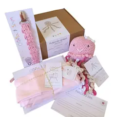 OLIVIA Y SAM - CAJA REGALO BABY SHOWER PULPO DE APEGO ROSA