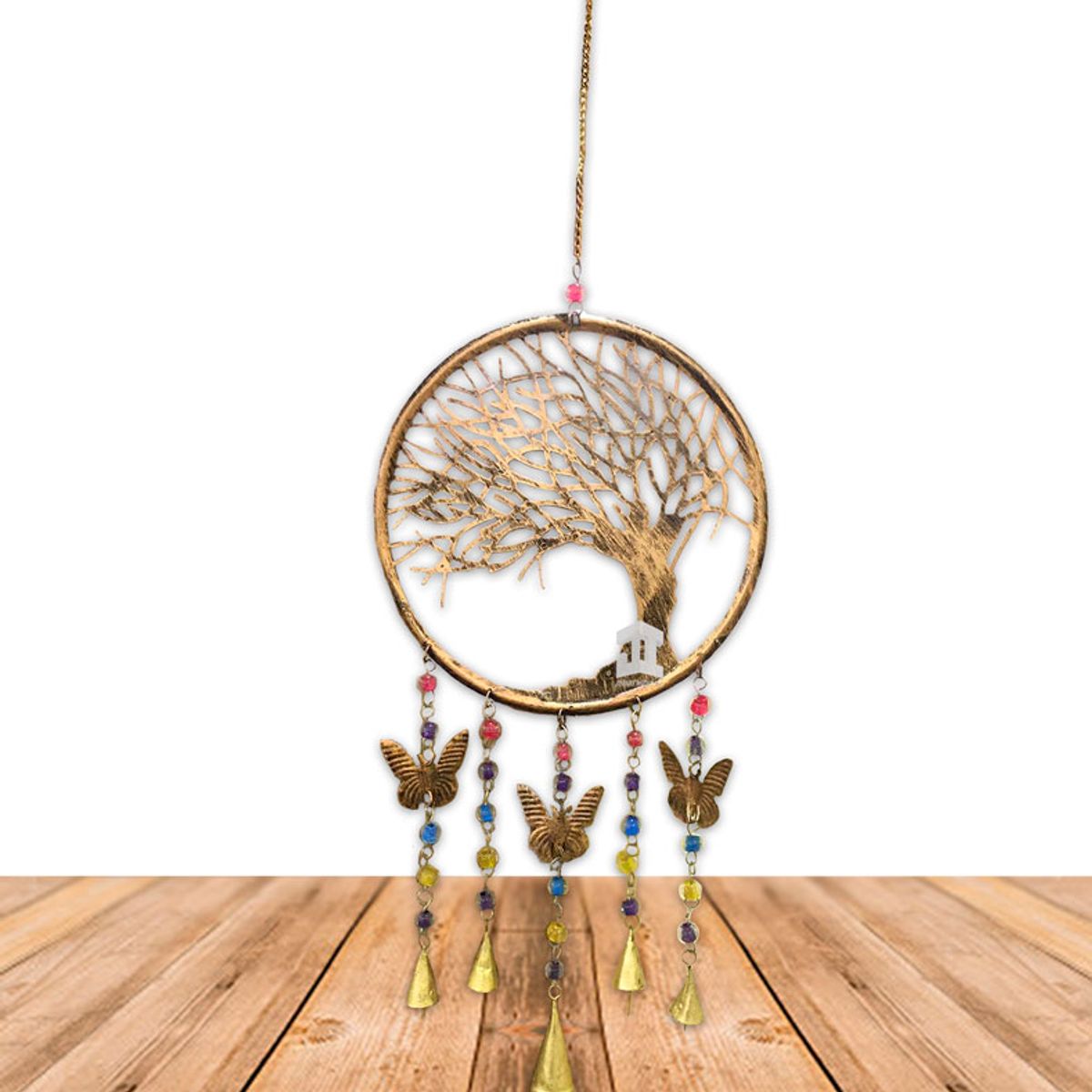 GENERICO - Campana De Viento Árbol 3 Mariposas 10"  VDQ20-123