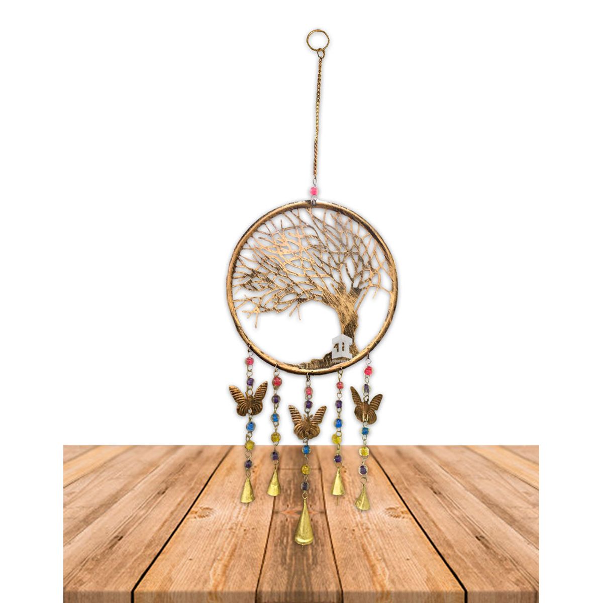 GENERICO - Campana De Viento Árbol 3 Mariposas 10"  VDQ20-123