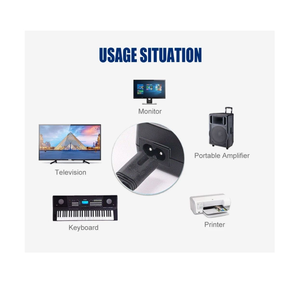 GENERICO - Cable Poder Tipo 8 de 1.5m