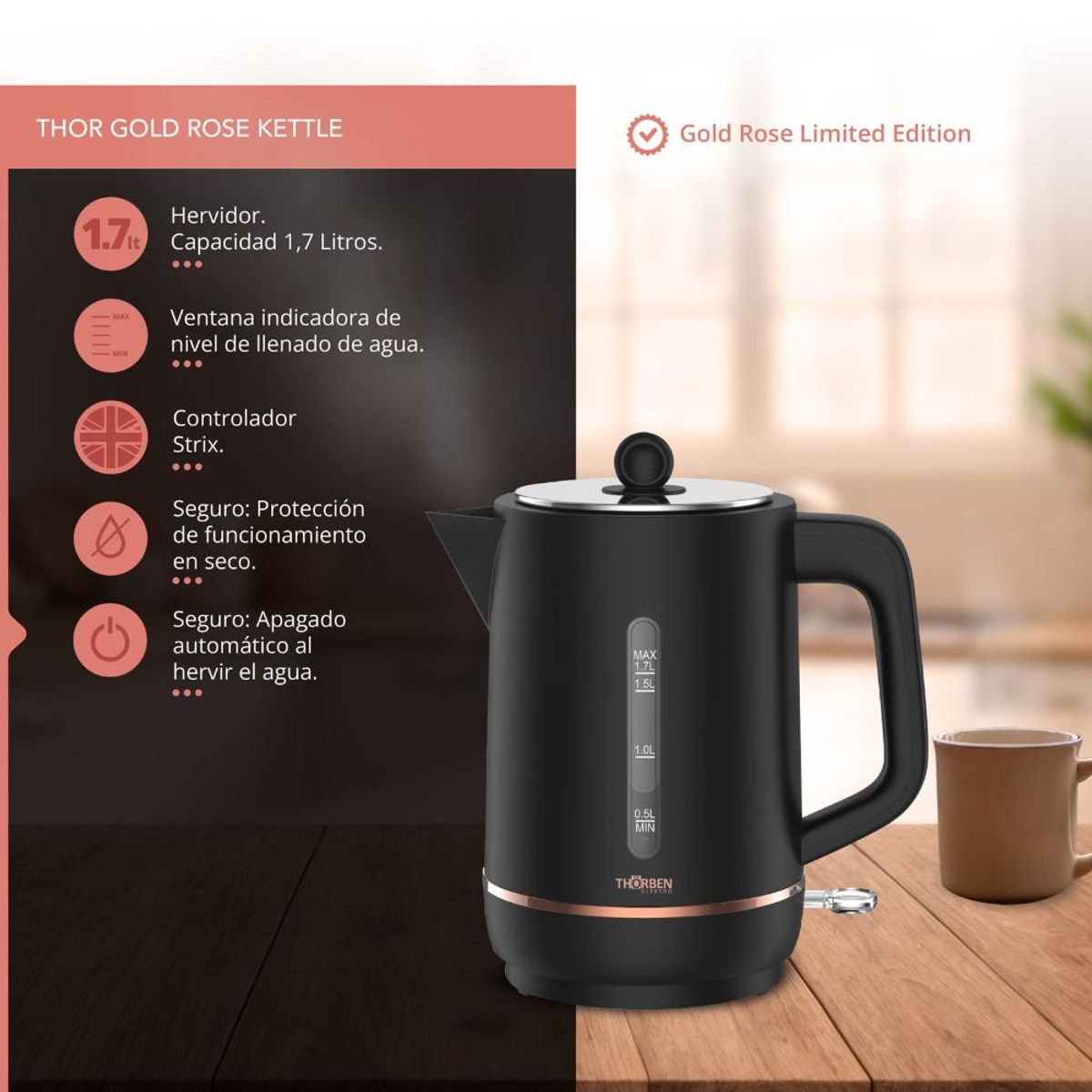 THORBEN - HERVIDOR THORBEN GOLD ROSE KETTLE 17LT 2200W