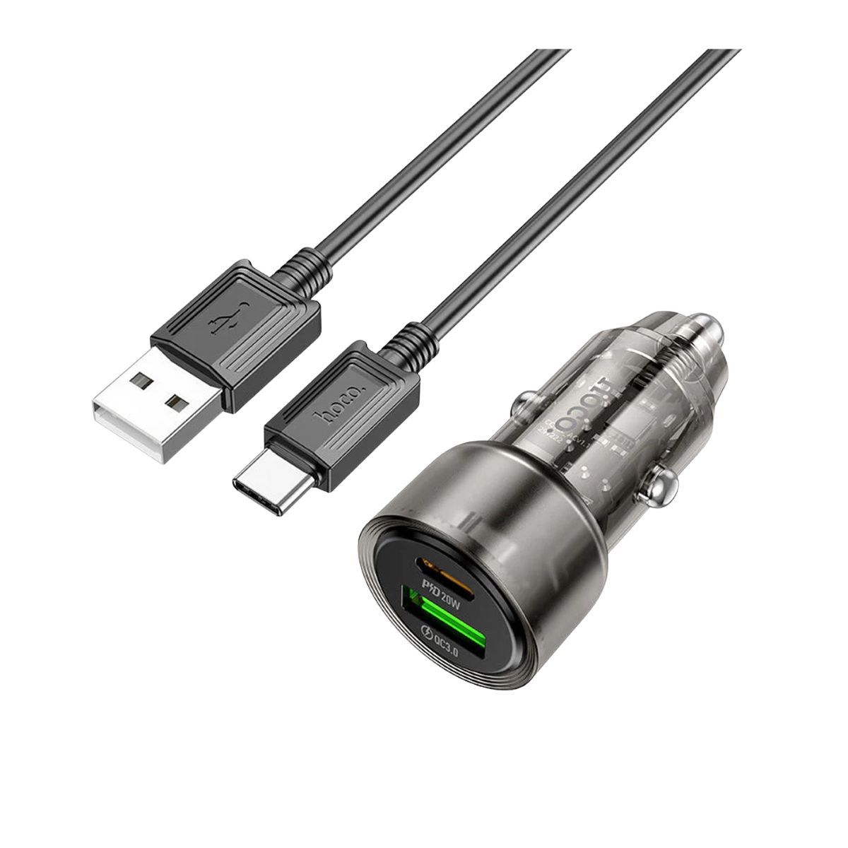 HOCO - Cargador Rápido Auto HOCO Z52 38W USB-C y USB-A Tipo C
