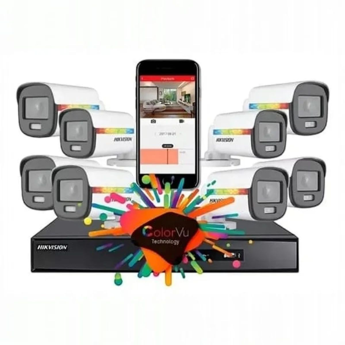 HIKVISION - Kit Seguridad Hikvision Dvr + 8 Cámaras Vision Color 24 horas