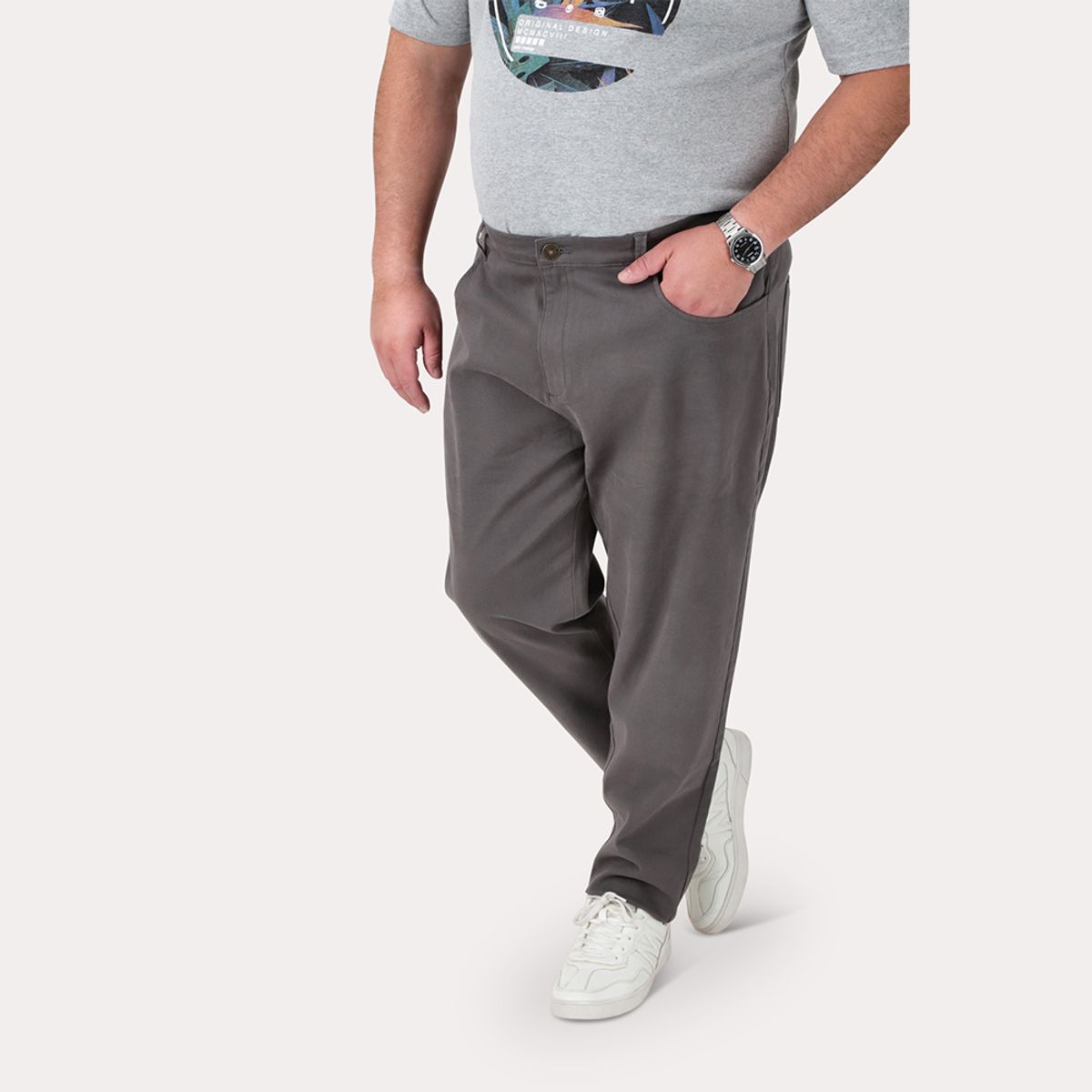 GANGSTER - Pantalon Canvas Recto Chambers Gris Gangster