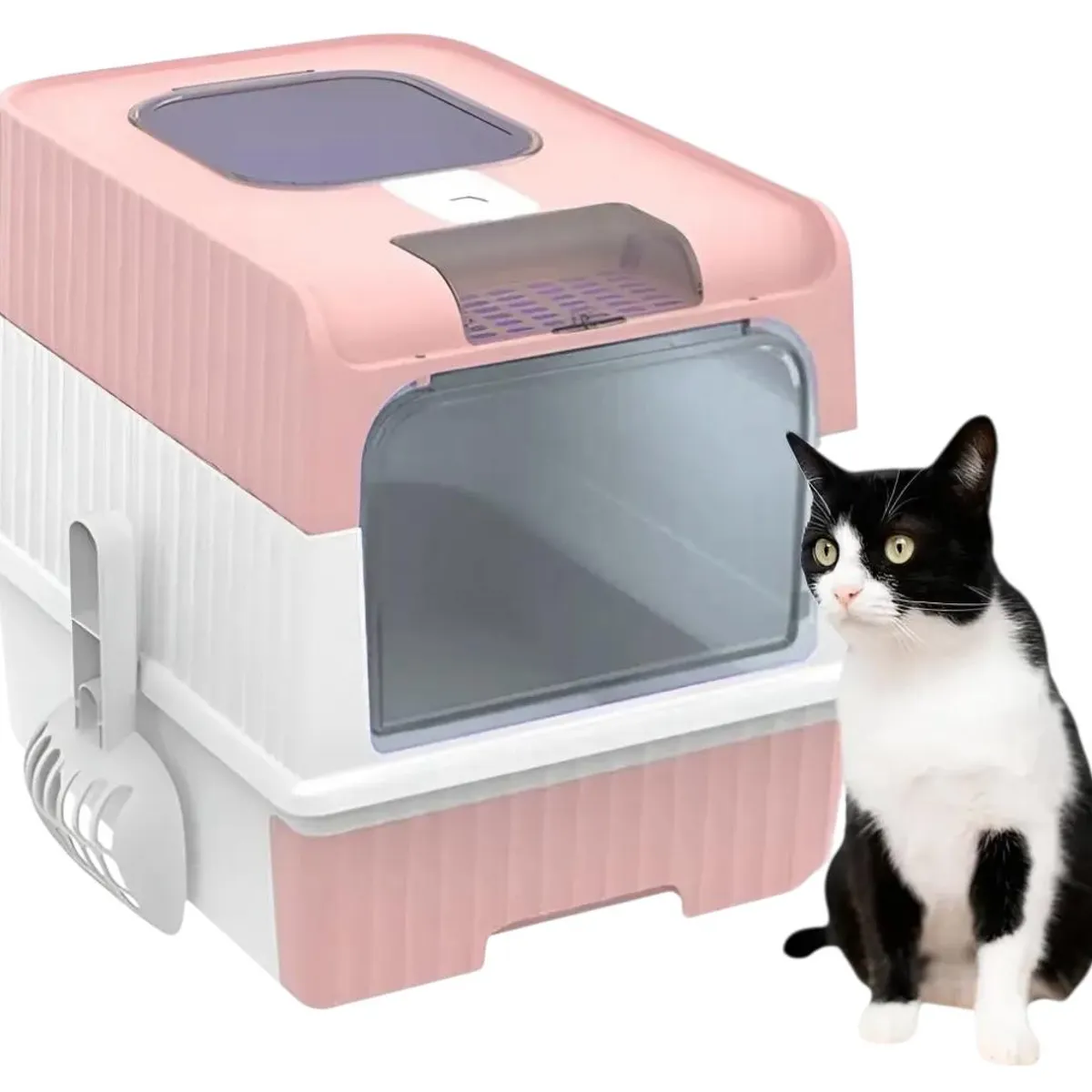 GENERICO - Baño Sanitario Arenero para Gato Cerrado Rosa