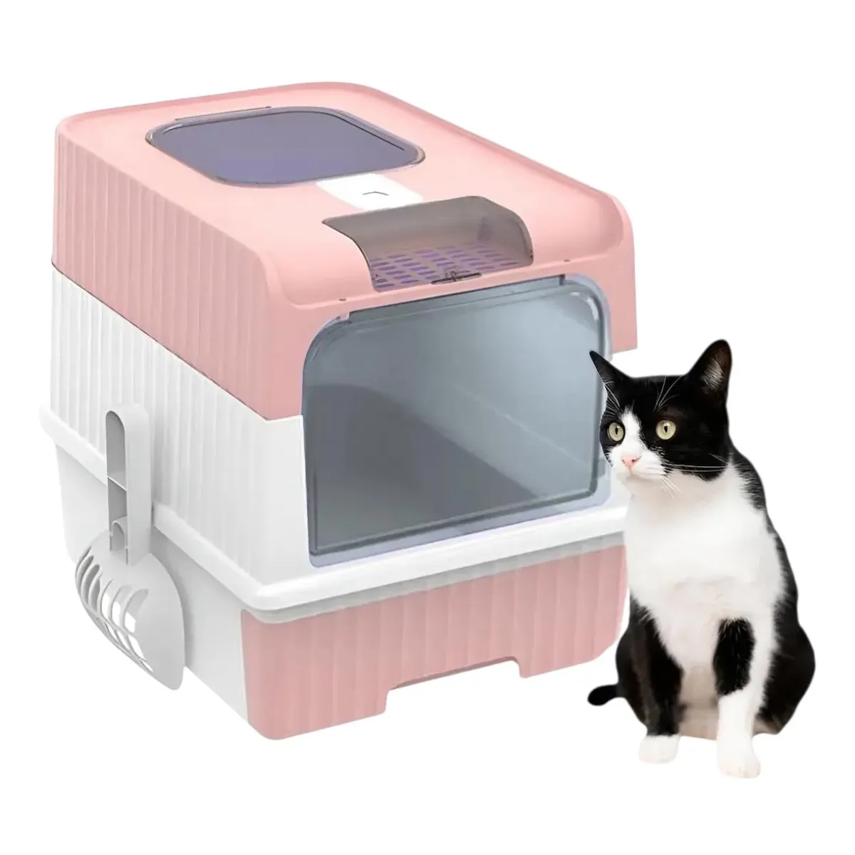 GENERICO - Baño Sanitario Arenero para Gato Cerrado Rosa