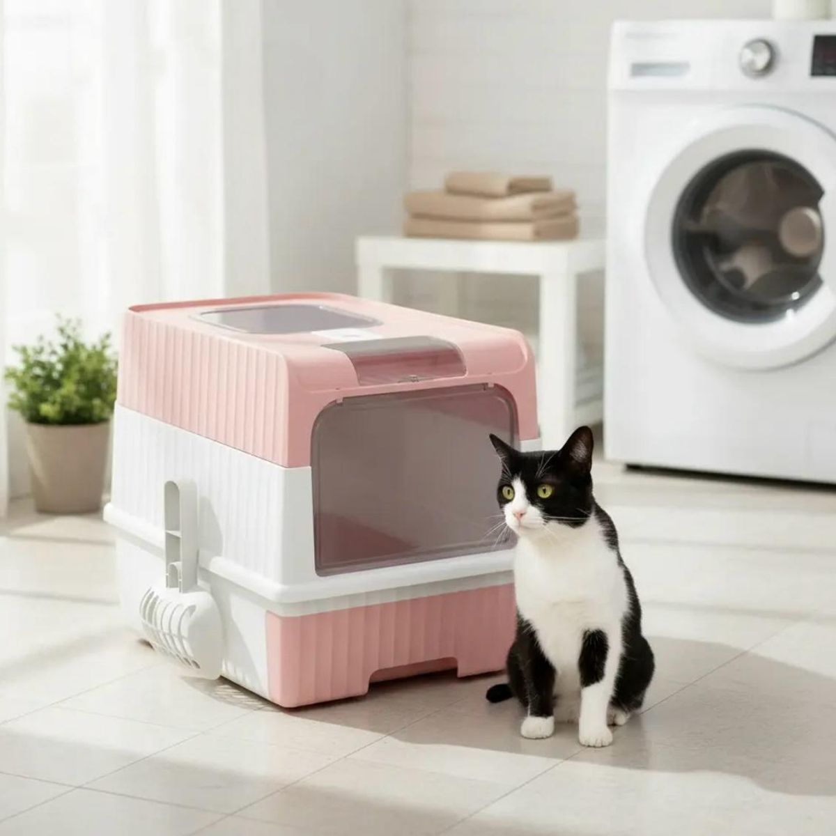 GENERICO - Baño Sanitario Arenero para Gato Cerrado Rosa