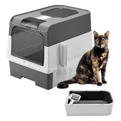 GENERICO - Baño Sanitario Arenero para Gato Cerrado Negro