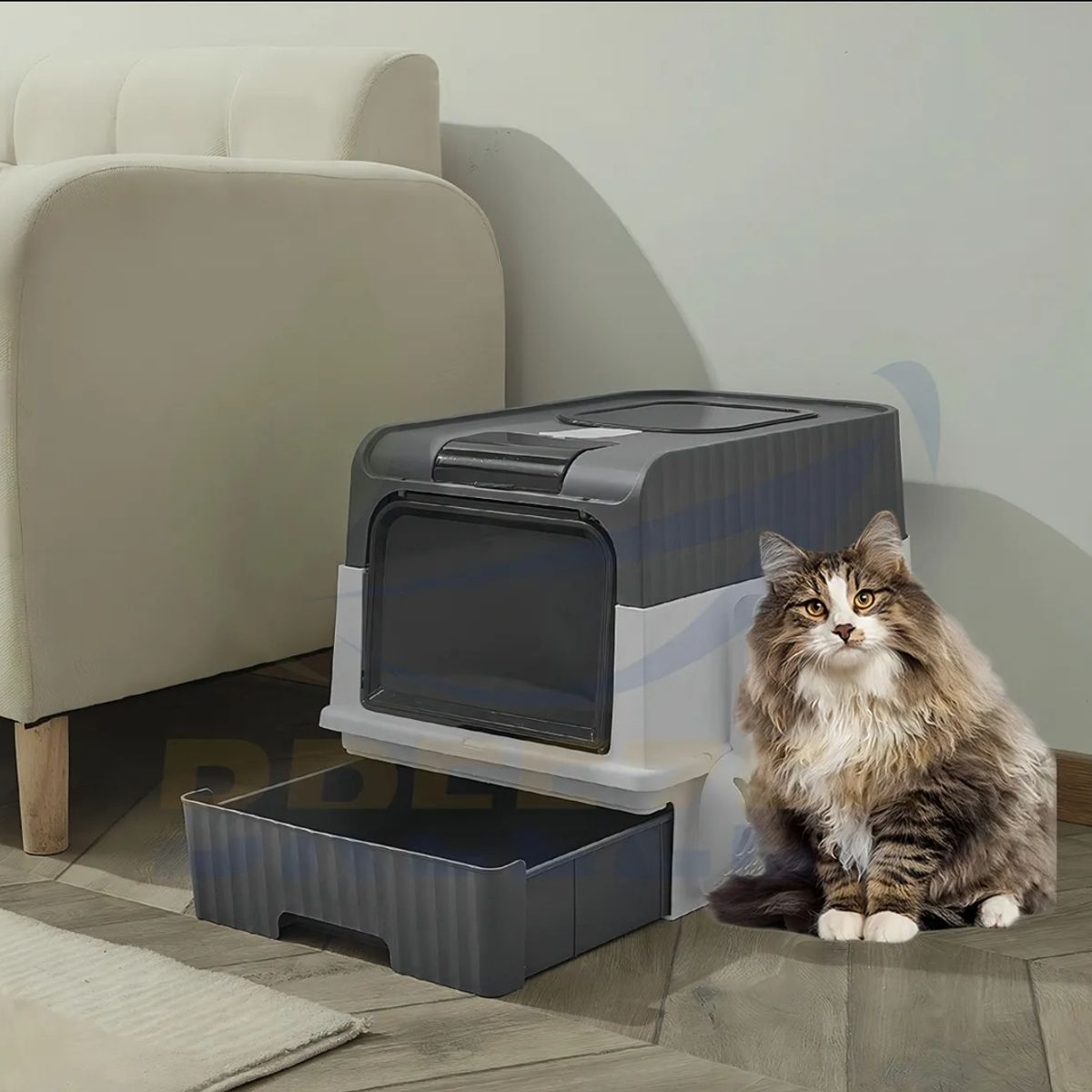 GENERICO - Baño Sanitario Arenero para Gato Cerrado Negro