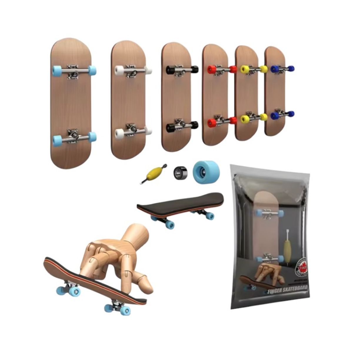 GENERICO - Kit Patineta Fingerboard Profesional De Madera Canadiense